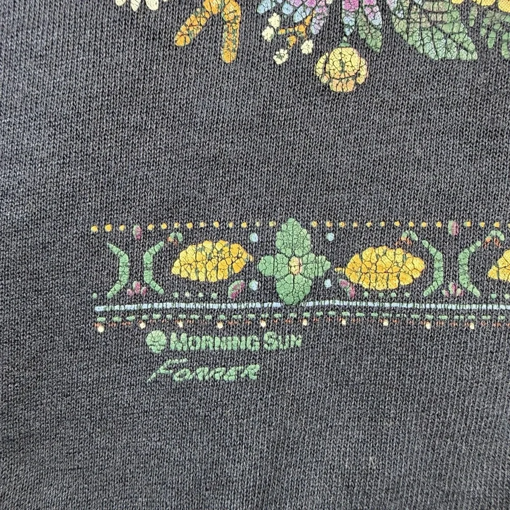 VINTAGE Grannycore Collared Crewneck Sweater XL Blue Embroidered Floral USA